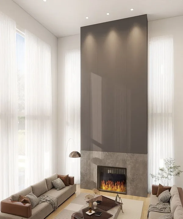 Living room fireplace built-in cabinetry Whitby