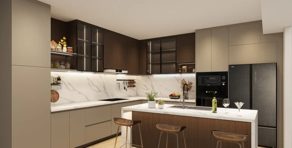 Modern kitchen renovation Niagara Falls warm wood tones