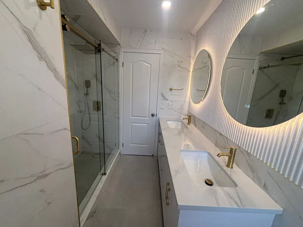 Luxury bathroom fixtures warm gold finish