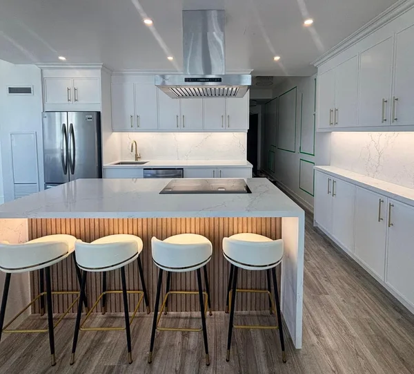 Custom coffee and bar station Toronto condo kitchen
