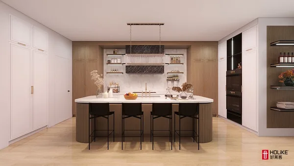 Honeybourne kitchen concept with island and appliance wall