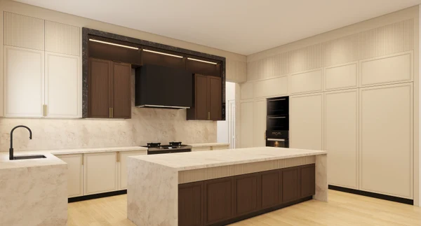 Ninth Line kitchen concept with two-tone cabinetry and island